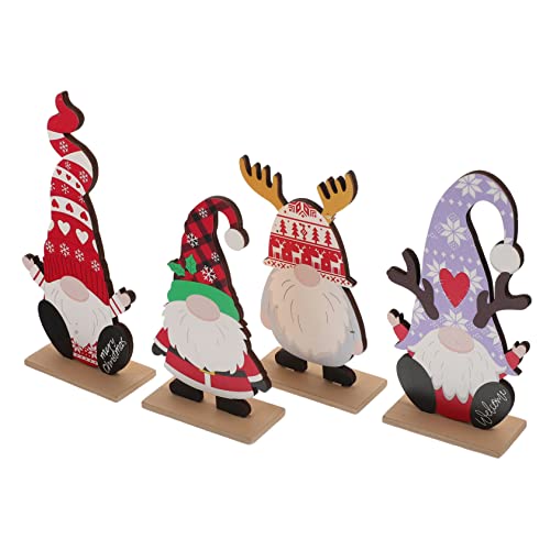 Amosfun 4 Stück Weihnachtsschmuck GNOME Mittelstücke Desktop-weihnachtsverzierung Valentine GNOME Weihnachtsmänner Auf Dem Tisch Winder Gnom Tischdeko Hölzern von Amosfun