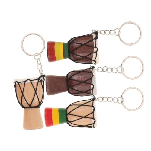 Amosfun 4 Teiliges Set Djembe Schlüsselanhänger Handtrommel Handtasche Ornamente Partyzubehör Geburtstagsparty Zubehör Große Trommel Schlüsselanhänger Musikinstrument von Amosfun