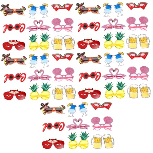 Amosfun 45 Paare Partybrille faschingsbrille karnevalsbrille party dekoration Flamingo-Sonnenbrille lustige Sonnenbrille Hawaii-Strandparty-Sonnenbrille Sonnenbrille in Kelchform Plastik von Amosfun