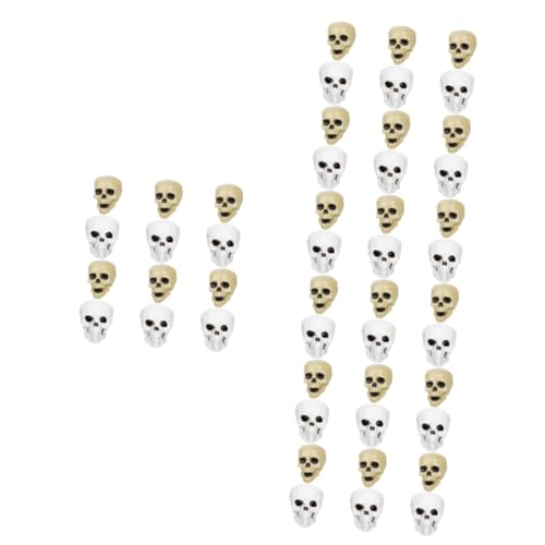 Amosfun 48 STK Horror-Dekoration Halloween-Miniaturen Mini-Schädel-Dekor Totenkopfschmuck Halloween Halloween schädel -Tischdekoration Halloween-Dekor Plastik Weiß von Amosfun