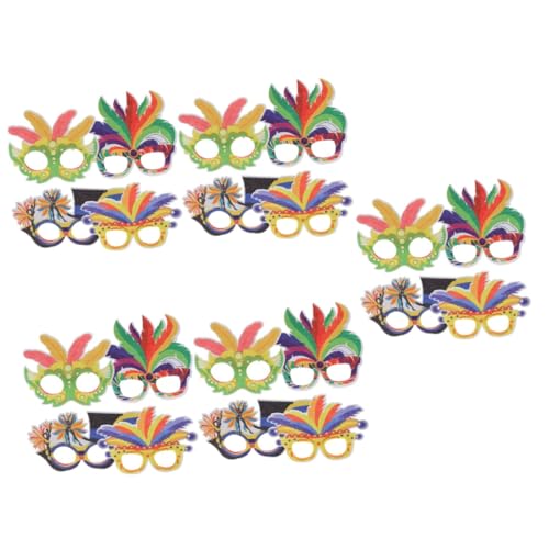 Amosfun 5 Sätze Federbrille Gläser Für Weihnachtsfeier Karneval Party Brille Faschingsbrille Karnevalsbrille Dekoration Halloween- Lustige Fotoautomaten Requisiten 4 Stück * 5 von Amosfun