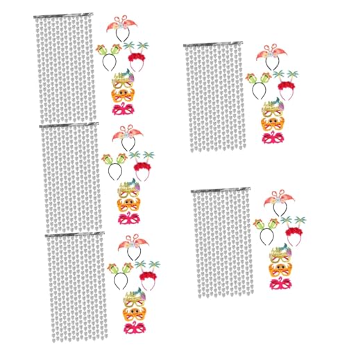 Amosfun 5 Sätze Hawaiianische Partybrille Partyrandkulisse Fransenvorhang Aus Folie Strandparty-sonnenbrille Fransenvorhänge Partydekorationen Partyschmuck Folienvorhang Grey Glitzertuch von Amosfun