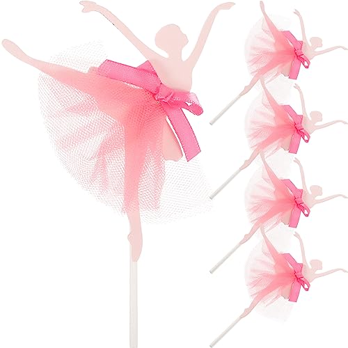 Amosfun 5 stücke ballerina mädchen cupcake topper geburtstagstorte topper party kuchen liefert für hochzeit braut baby shower birthday party (rot) von Amosfun