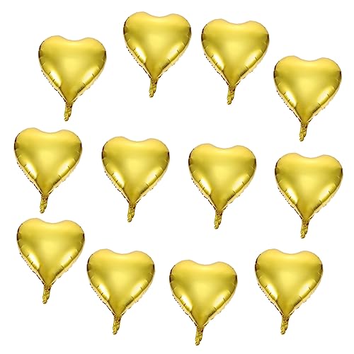 Amosfun 50 Stück Liebe Alufolienballon Fruchtballons Ballons für Ballontiere Brautballons hochzeitsdeko wand polsterung geburtstagdeko Festivalballons Herzballons Aluminiumfolie Golden von Amosfun