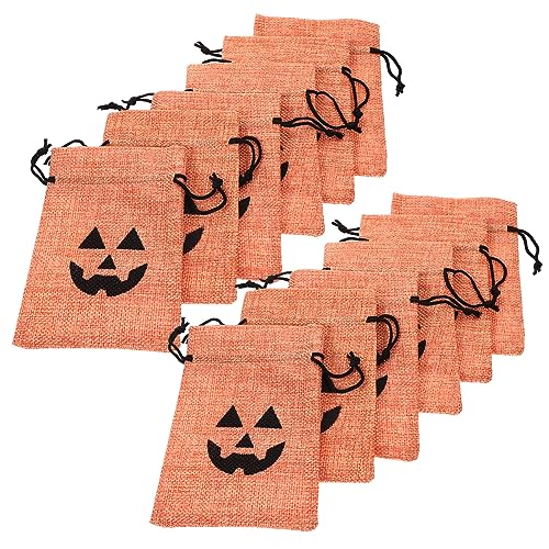 Amosfun 50 Stück halloween bag halloweentüten geschenkbeutel säckchen Party-Leckereien-Taschen Halloween-Bevorzugungsbeutel Halloween-Geschenktüten Halloween-Partytüten Hanfimitat Orange von Amosfun