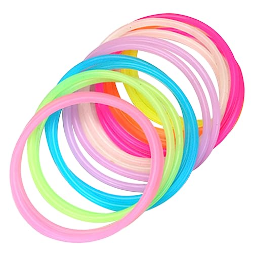 Amosfun 50 Stück leuchtende Armbänder Haar Tapes geburtstagszig Im Dunkeln leuchtende Silikonbänder 80er Partydekoration Glow-Accessoires 80er Armbänder Neon-Armband Kieselgel von Amosfun