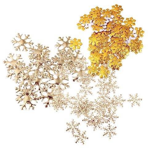 Amosfun 500 Stück Falsche Schneeflocken Hochzeitskonfetti Weihnachtsaccessoires Schneeflockendekorationen Weihnachtstisch Konfetti Glitzerndes Schneeflockenkonfetti Golden Stoff von Amosfun