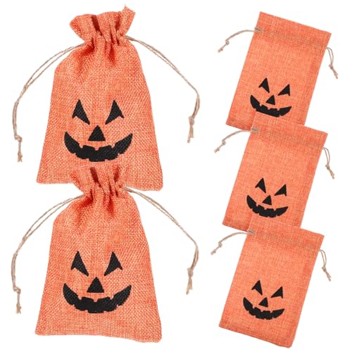 Amosfun 5St Halloween-Tasche Kordelzugbeutel Weihnachts-Washi-Tape hübsche Geschenktüte orangefarbene Verpackungstüten Kürbis the hallow halloween mitgebsel Süßigkeitenbeutel mit Kordelzug von Amosfun