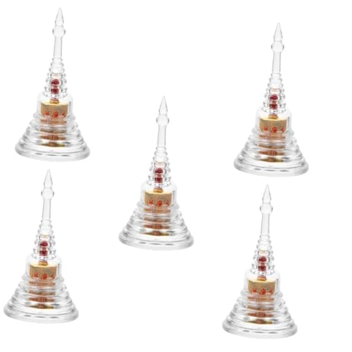 Amosfun 5St Kristall-Stupa bürodeko büro Dekoration wohnungsdeko wohnaccessoires hausdeko Tempeldekoration Pagode für Buddhisten chinesische Pagodenstatue Kristalldekorationen Acryl von Amosfun