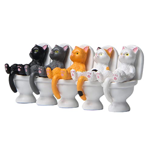 Amosfun 5St Sitzende Toilettenkatze süße Katzenfiguren Katzenposter Spielzeugkatze Desodorierungsmittel hühner kuschelig katzendeko Wohnkultur Desktop-Katzenstatue PVC von Amosfun