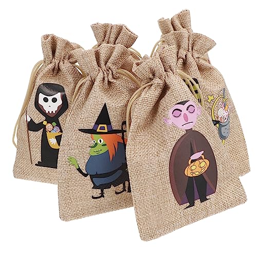 Amosfun 6 Stück Halloween Süßigkeitenbeutel Kleine Zuckerbeutel Süßigkeitenbeutel Für Halloween Kordelzugbeutel Mini Leinenbeutel Kindertaschen Mini Weihnachtsbeutel von Amosfun