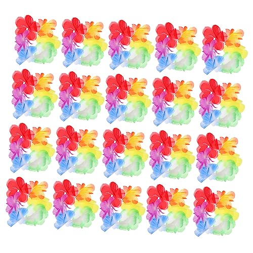 Amosfun 60 Paar Armband Blumen-lei-handgelenk Girlande Blumen-konfetti-dekoration Hawaii- Hoofdtooi Hawaiianische Luau-leis Hawaiisch Tropische Armbänder Colorful Plastik von Amosfun