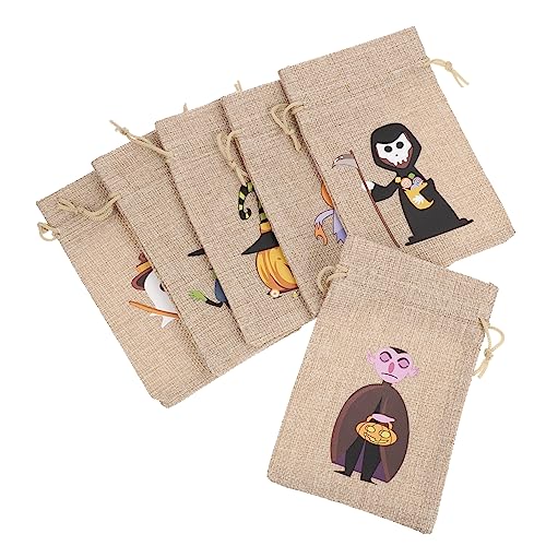 Amosfun 6St Halloween-Süßigkeitsbeutel Geschenktüten aus Jute Geschenkbeutel Kordelzug halloween geschenktüten halloween Halloween-Geschenktüte Geschenktüte für Halloween Leinen- von Amosfun