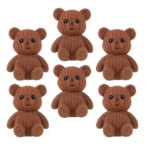 Amosfun 6St Mini-Bär-Ornamente Geburtstagsgeschenk Kuchen Dekoration sammlerstücke Dekoration für Kuchen Miniatur-Bärenfiguren kleine Bären Miniaturfiguren Bärendekor Kleiner Bär PVC Brown von Amosfun