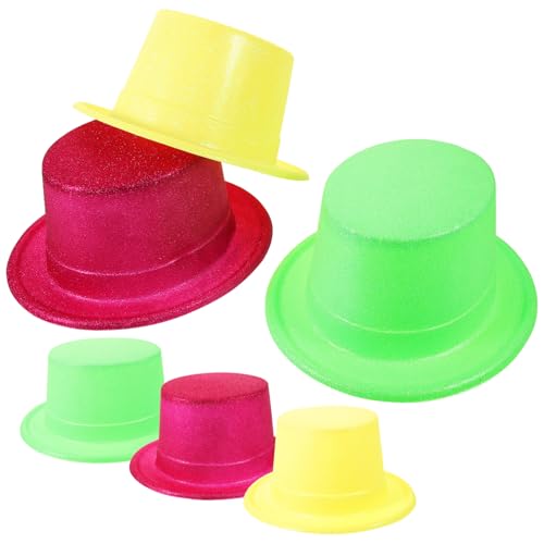 Amosfun 6St Papierhüte Fedora-Hut Zauberer Mütze funkelnde Hüte Fedora-Kappe Kostüm Mütze Hüte anziehen Kostüm Hüte Fedora-Kostümhut Partyhüte aus Papier Papierkappe Papier Tophat von Amosfun