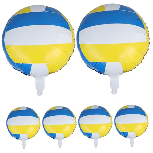 Amosfun 6St Volleyball-Ballon Sportliche Luftballons Volleyball-Themenparty Festliche Ballons Luftballons Set Basketball-Ballon Partydekorationen zum Thema Volleyball Aluminiumfolie von Amosfun