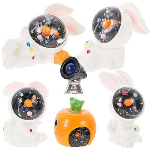 Amosfun 6St Zubehör für Mikrolandschaften Figuren Astronautenprojektor Sternprojektor Hase Bausatz buchregal Dekoration Cute Decoration Miniaturhäschen basteln Miniatur-Häschen- Harz von Amosfun