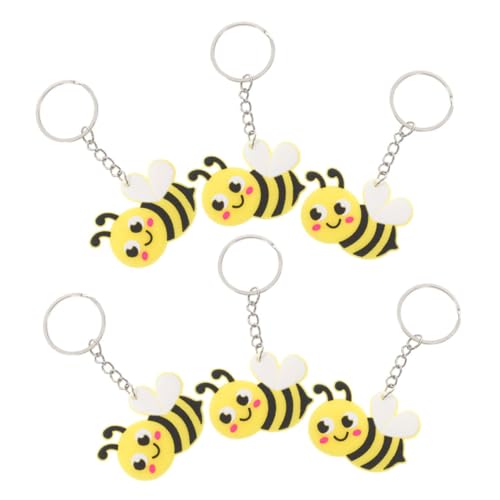 Amosfun 6st Biene Schlüsselanhänger Bienen-gastgeschenke Biene Plüsch Schlüsselband Biene Geburtstagsdekoration Brieftasche Kette Handyanhänger Zappeln Reize Yellow Metall von Amosfun