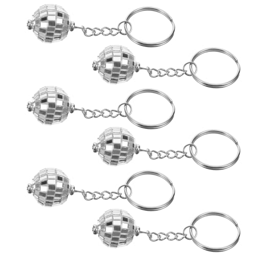 Amosfun 6st Disco-schlüsselanhänger Rave Mini-disco-kugeln Party Led-streifen Discokugel-schlüsselanhänger Kette Quasten Disco-licht Geschirr Einziehbar Diy Liefert Zinklegierung Silver von Amosfun