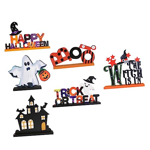 Amosfun 6st Halloween-Ornamente Tischdekorationen Halloween-tischdekoration Tischdekoration Für Halloween Dekoration Im Halloween-Stil Tischschilddekoration Verzierungen Esstisch MDF von Amosfun