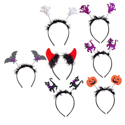 Amosfun 7 Stück Teufelsstirnband Kopfband Kinder Stirnbänder Halloween Kopfschmuck Halloween Haarschmuck Kürbis Kopfschmuck Halloween Haarband Halloween Haarschmuck Metall von Amosfun