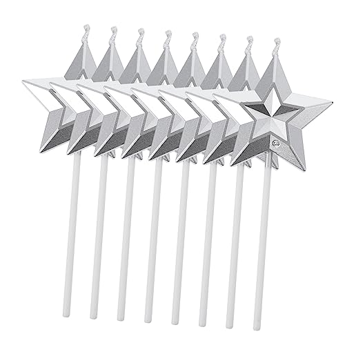 Amosfun 8 Stück 1 Satz stern dekorative kerze Geburtstagstorte Topper Geburtstagskerzen für Kuchen Party hochzeitsdeko hochzeitsdeco Kuchenverzierungen stilvolle Kuchenkerzen Abs Silver von Amosfun