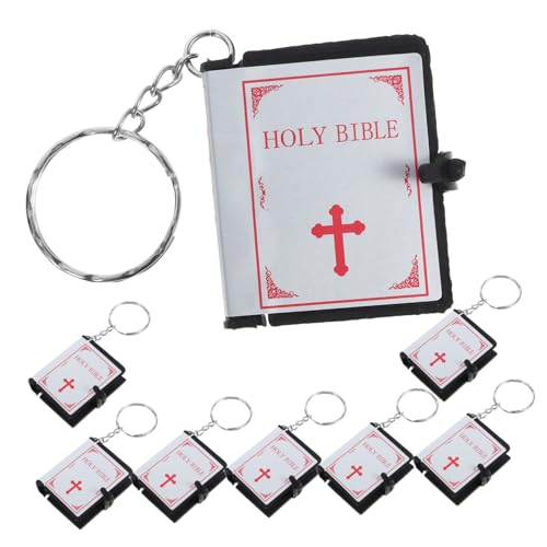 Amosfun 8St Bibel Schlüsselanhänger religiöse Schlüsselanhänger heilige bibel anhänger Kirchengeschenk Schlüsselanhänger Religiöser Schlüsselanhänger Tasche hängende Verzierung Metallknopf von Amosfun