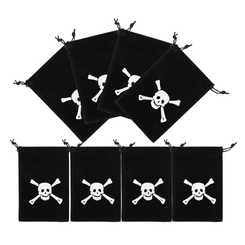 Amosfun 8St Piratenbeutel mit Kordelzug kosmetische Reisen Papiertüten mit Griffen geschenkverpackung gesteckt Aufbewahrungstasche für Halloween-Goldmünzen Halloween-Beutel Stoff Black von Amosfun