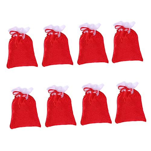 Amosfun 8St Weihnachts-Plüsch- tasche kleine Zugbeutel Hundestrümpfe Weihnachten Plätzchen christmas bags weihnachtliche geschenktüten Verpackungsbeutel Speicherbehälter rot von Amosfun