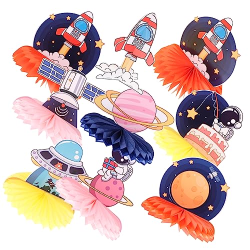 Amosfun 9St Sternenhimmel Thema Dekoration Solar- Wandtattoos für Kinderzimmer Raumdekor Backdrop Decoration Honeycomb Decorations Weltraum-Partydekorationen Astronauten-Wabendekorationen von Amosfun