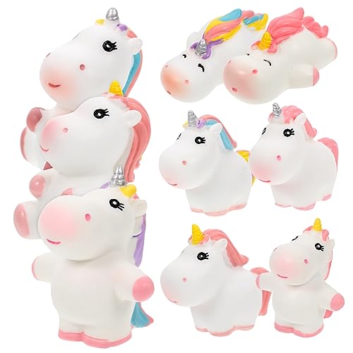 Amosfun 9st Einhorn-Ornamente Dekor Für Auto Mini-dekor Fantasiefiguren Karikatur Für Die Dekoration Winzige Behälter Einhorn-spielzeugornamente Einhorn Tortenaufleger Einhorn-schmuck PVC von Amosfun