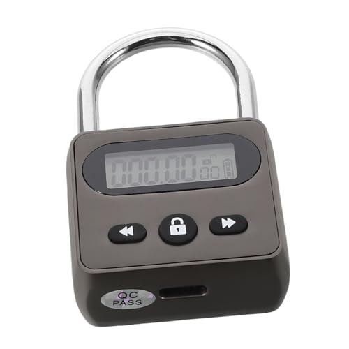 Amosfun Anti-Sucht-Timer-Sperre Zeit Vorhängeschloss Kleiderhaken aus gebürstetem Nickel Rückseite mit Magnetverschluss Pillentimer USB-Timer Zeitschloss Zinklegierung Silver von Amosfun