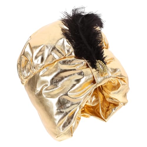 Amosfun Arabischer Hut Dekorativer Karnevalshut Turban-mütze Foto-requisite Cosplay-partyhut Turban-hut Arabische Hut-dekor-requisite Abschlussballhut Cosplay-karnevalshut Satin Golden von Amosfun