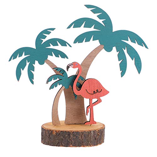 Amosfun Aufsteller Holz Schriftzug Flamingo Kokosnussbaum Holzschrift Tropischer Stil Desktop Ornament DIY Sommer Frühling Luau Party Hawaiianische Deko Tischdeko Büro Zuhause Dekoration von Amosfun