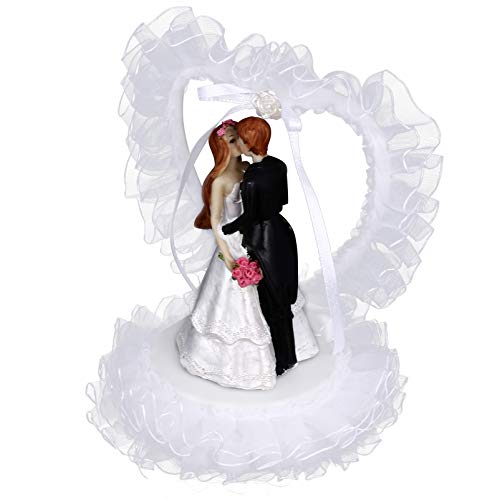 Amosfun Hochzeit Kuchen Figur Herz Geformte Spitze Kuchen Topper Wedding Hochzeit Trauung Valentinstag Hochzeitstorte Cake Topper Braut Bräutigam Cupcake Figuren von Amosfun