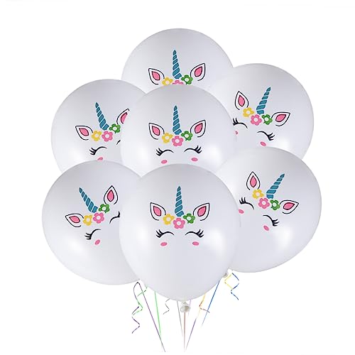 Amosfun Bunte Einhorn Latex Ballons Süße Party Ballons Für Geburtstag Hochzeit Und Weihnachtsdekoration Weiß von Amosfun