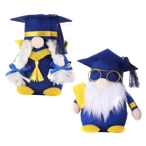 Amosfun Campus GNOME Ornament 2pcs Graduation GNOME Puppen Stoff Material Dekoration Party Zubehör von Amosfun