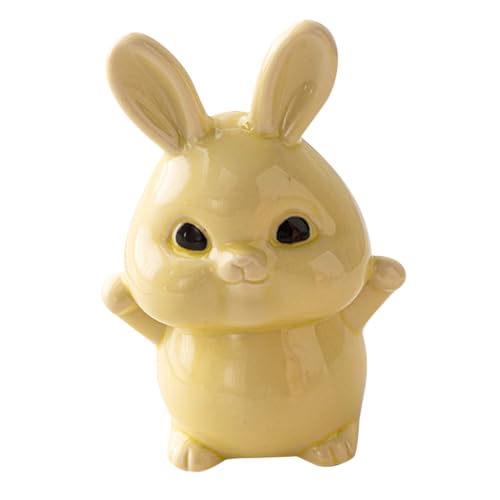 Amosfun Cartoon-Kaninchen-Ornamente Dekoration Miniaturtierkaninchen Hasen Geburtstagsgeschenke Für Kaninchen- Figur Ausgestopft Kaninchenstatue Plüsch Keramik Yellow von Amosfun