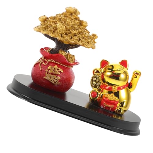 Amosfun Cash Cow Ornament Autodekor Tiere Katzendekor Glückskatze Ornamente Büro Schreibtisch Katzenfigur Tisch Katzendekor Katzendekoration Schreibtischzubehör Niedliche von Amosfun