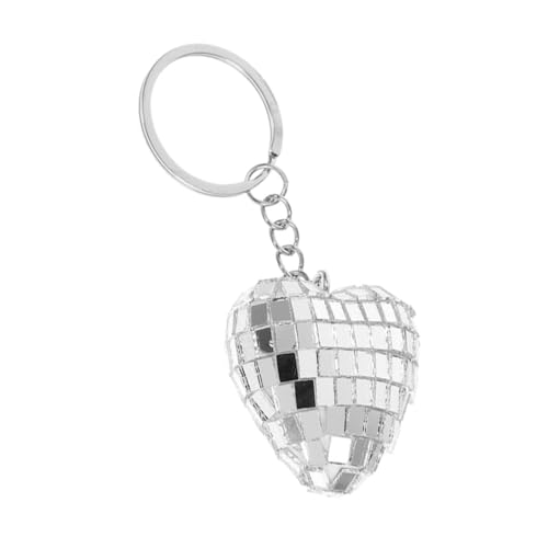 Amosfun Disco-schlüsselanhänger Bling-strass-herz-schlüsselanhänger Spiegelkugel-dekor Schlüsselanhänger Mit Spiegelkugel Partygeschenke Der 1970er Jahre Schlüsselringe ，， Silver von Amosfun