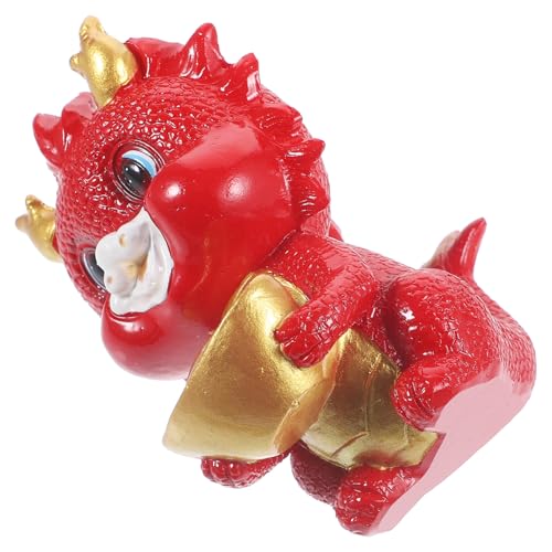 Amosfun Drachenharzornamente roter Drache Plüsch Drachenaugen Figur Drachenmeister kleine Drachenspielzeuge Chinese New Year chinesisch neujahr die rot Sternzeichen Drache Kleiner Drache von Amosfun