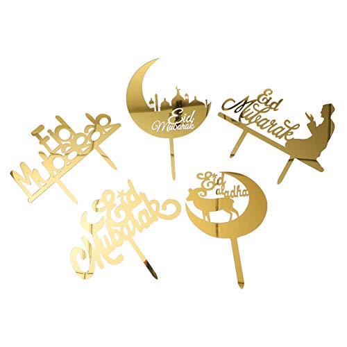 Amosfun Eid Mubarak Kuchen Topper Ramadan Mubarak Goldene Glizter Crescent Cupcake Topper Kuchendeckel Kuchen Topper Tortenstecker Tortenaufsatz Tortenaufleger für Eid Party Deko 10 Stück von Amosfun