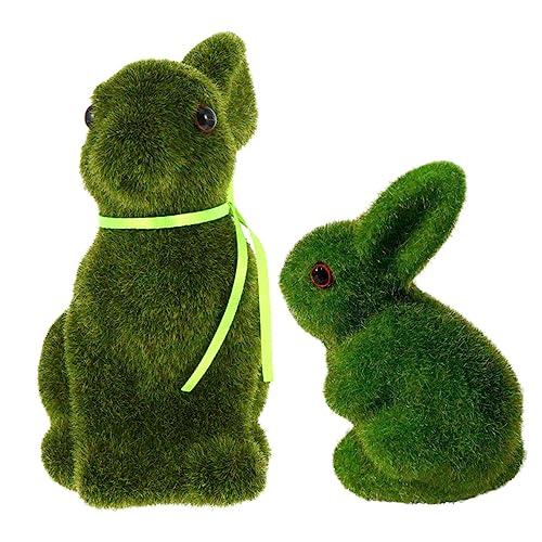 Amosfun Flockige Kaninchen Figuren Für Ostern Deko Statuten Für Garten Und Außenbereich Mittelgroßes Und Kleines Grünes Kaninchen Set Zur Fröhlichen Osterdekoration von Amosfun