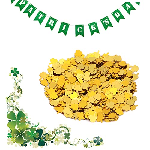 Amosfun Geburtstag Konfetti Hochzeitskonfetti Vierblättriges Konfetti Patricks-tag Grünes Konfetti Kunsthandwerk Zum St. Patricks Day St. Patricks Day Tischstreuung Golden von Amosfun