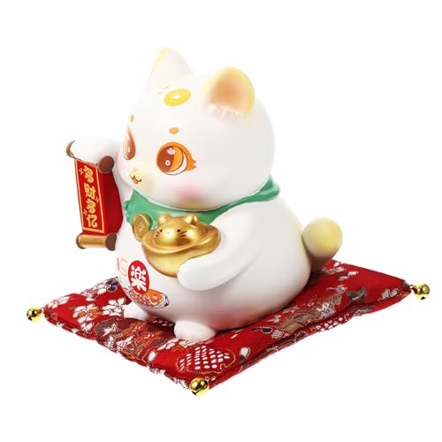 Amosfun Glückliche Katzenstatue Tischminiaturen Katzendekor Für Katzenliebhaber Figur Stickig Glückliche Glückskatze Glückliche Ornamente Süßer Schlüsselanhänger Dekoration Urnen Polyester von Amosfun