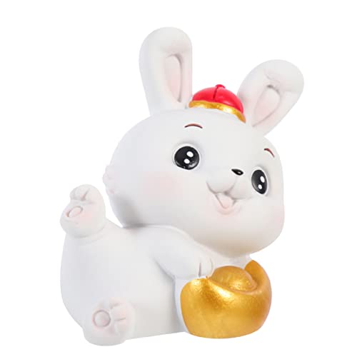 Amosfun Mini Ornament Für Jahr Harz Bunny Figur Sternzeichen Statue Desktop Bunny von Amosfun