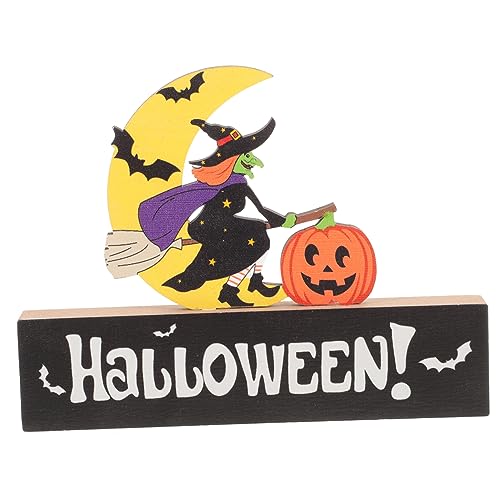 Amosfun Halloween-Dekorationen Teller Halloween-verzierung Tür Halloween-Kranz Halloween-Baum Halloween-Zeichen Süßes Oder Saures Tischschild Herbstdeko Halloween-Platte Hölzern Colorful von Amosfun