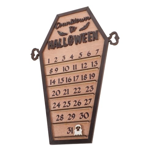 Amosfun Halloween Weihnachtskiefernkranz Adventskalender Countdown-kalender Ornament Tür Szene Spiel Wandkalender Weihnachtsschmuck Desktop-kalender Geburt Im Freien Sterben Holz von Amosfun