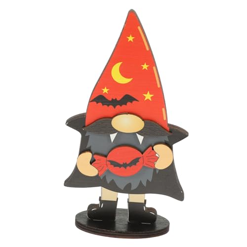 Amosfun Halloween-gnom Süßes Oder Saures Zeichen Halloween-Zwerge-Ornamente Gnom Dekoration Süßes Oder Saures Tischdecke Halloween-wohndekoration Tischdekoration Für Halloween-Partys Holz von Amosfun