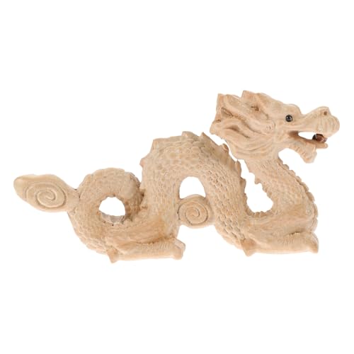 Amosfun Handgeschnitzte Holzfigur Drache Chinesische Drachen Skulptur Aus Natürlichem Lang Dekorative Tischfigur Glücksbringer Für Zuhause Und Büro von Amosfun